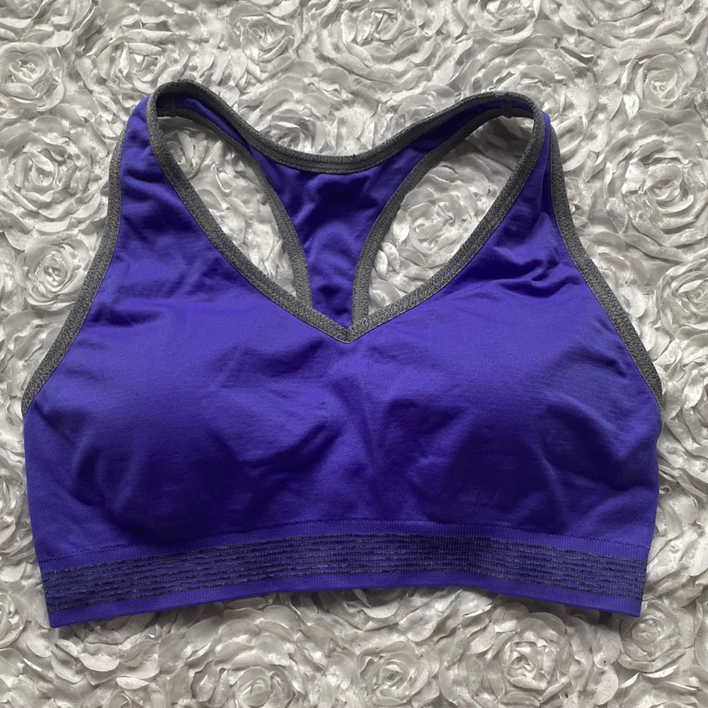 Spalding like new purple and gray sports bra size XL